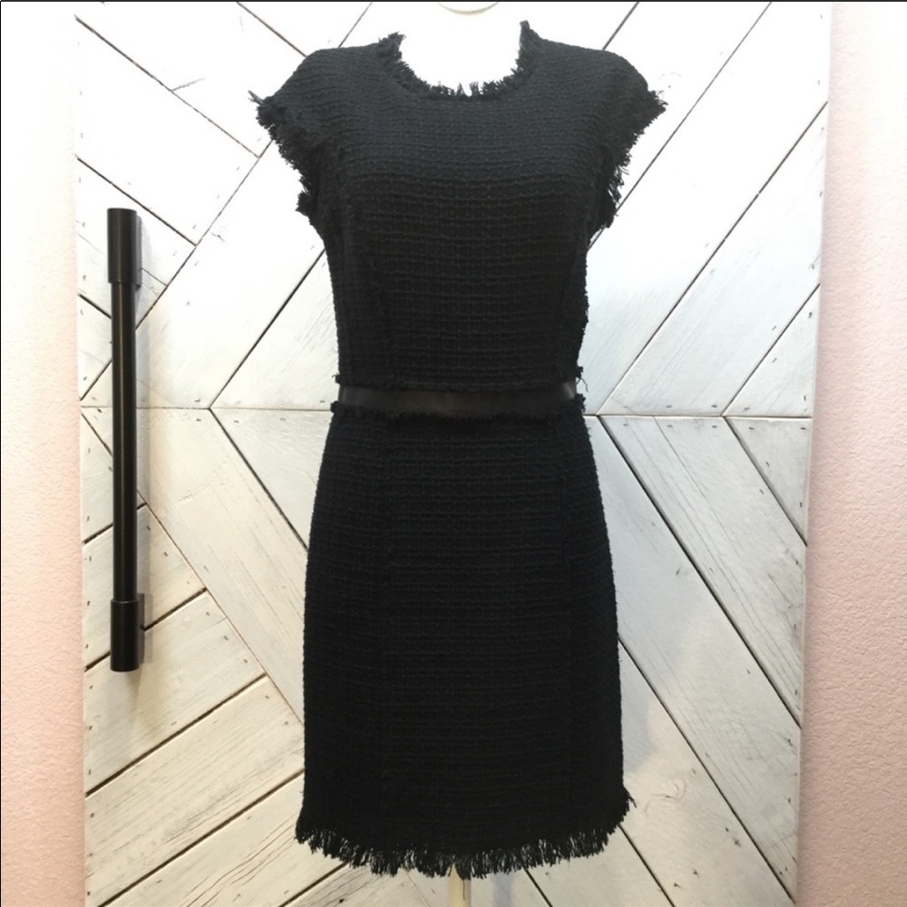 Rebecca Taylor tweed and leather trim dress